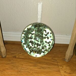 Large Clear Art Glass Orb Sculpture with Bubbles